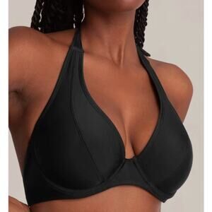 NEW Shapermint Women's L Black Full Coverage Halter Bikini Top Shape Swim Sexy